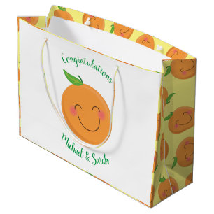 Grand Sac Cadeau L'Baby shower de la petite coutume de la tangerine