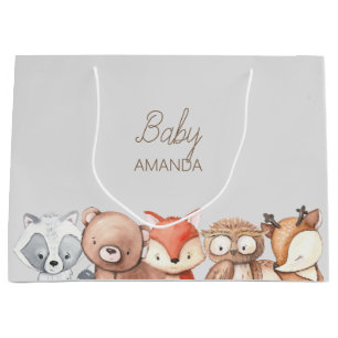 Grand Sac Cadeau Le Baby shower des animaux des bois