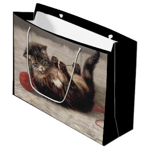 Grand Sac Cadeau Le berceau de chat, un chat qui joue à la balle de