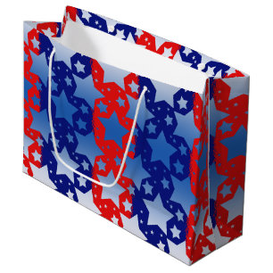 Grand Sac Cadeau Le blanc bleu tient le premier rôle les rayures