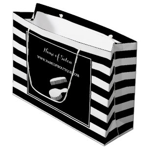 Grand Sac Cadeau Le blanc noir à la mode barre les cheveux et le