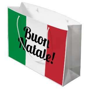 Grand Sac Cadeau Le cadeau italien de Joyeux Noël de drapeau de