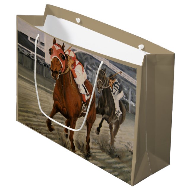 Grand Sac Cadeau Le cheval Thoroughbred gagne la course (Devant Angle)