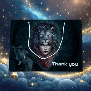 Grand Sac Cadeau Le coeur du lion et la force féminine
