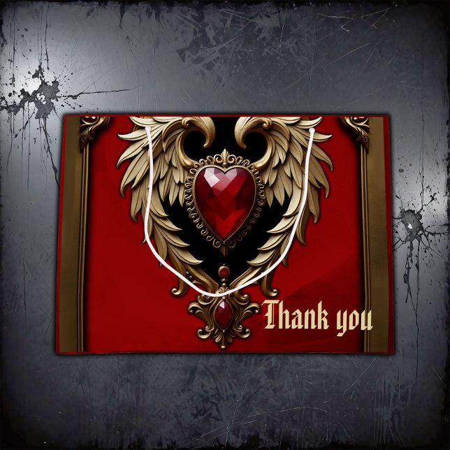 Grand Sac Cadeau Le coeur gothique du feu et de l'or. (Créateur téléchargé)