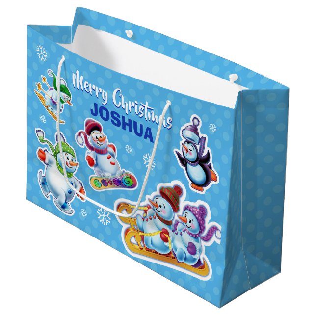 Grand Sac Cadeau Le grand pays des merveilles brillant Snowfolk. (Devant Angle)