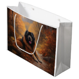 Grand Sac Cadeau Le Mastiff tibétain en automne les feuilles automn