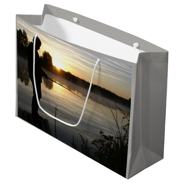 Grand Sac Cadeau Le matin du pêcheur (Devant Angle)