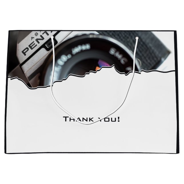 Grand Sac Cadeau Le Merci noir et blanc du photographe (Devant)