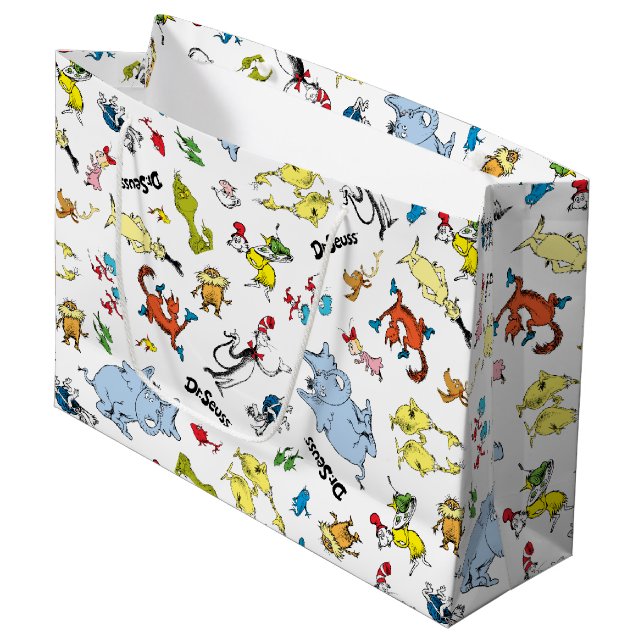Grand Sac Cadeau Le monde du modèle de Dr Seuss (Devant Angle)