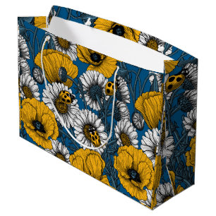 Grand Sac Cadeau Le pré en jaune et bleu
