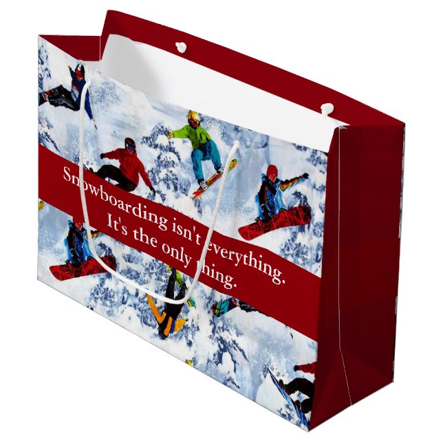 Grand Sac Cadeau Le snowboard n'est pas tout (Devant Angle)