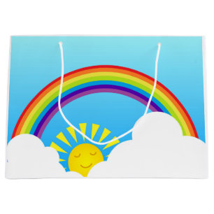 Grand Sac Cadeau Le soleil et nuages d'arc-en-ciel