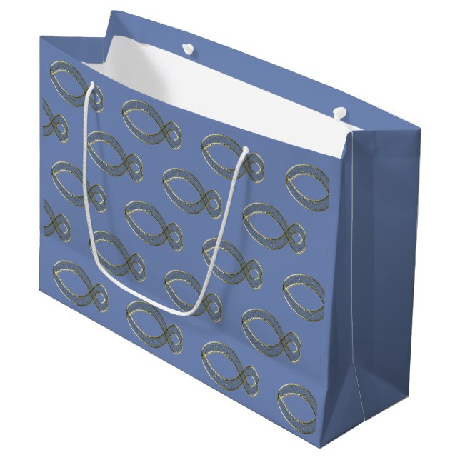 Grand Sac Cadeau Le symbole du Fish Christian. (Devant Angle)