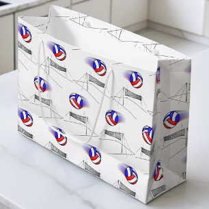 Grand Sac Cadeau Le Volley-ball Survole Le Net