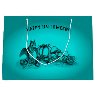 Grand Sac Cadeau L'écureuil en automne, Bonne Halloween !