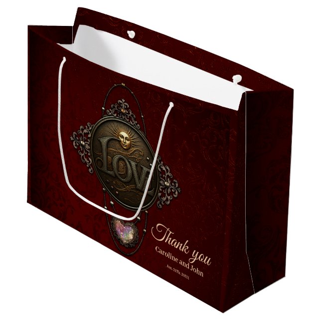 Grand Sac Cadeau L'Emblème de l'Amour. (Devant Angle)