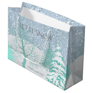 Grand Sac Cadeau Les arbres de Noël de la neige changent de couleur