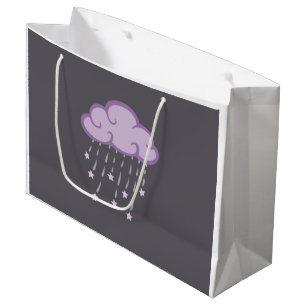 Grand Sac Cadeau Les Courbes Violettes Pleurent Nuage Avec Des Éto