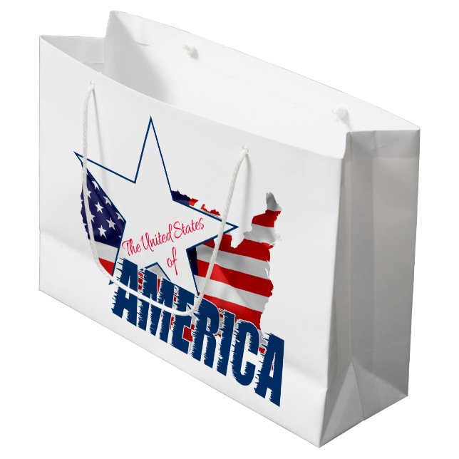 Grand Sac Cadeau Les États-Unis D'Amérique 4 juillet (Devant Angle)
