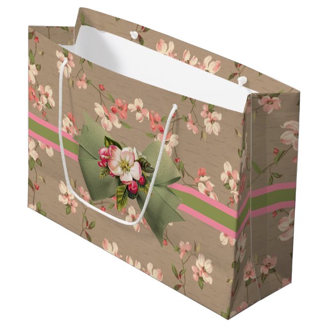 Grand Sac Cadeau Les fleurs d'Apple (Devant Angle)