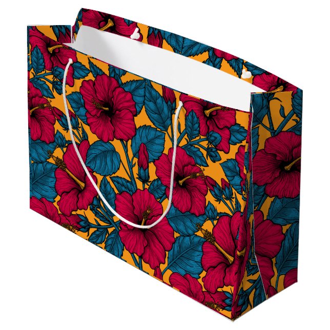 Grand Sac Cadeau Les fleurs d'Hibiscus (Dos Angle)