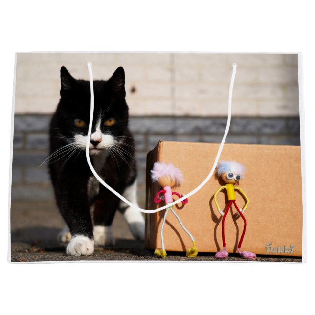Grand Sac Cadeau Les Fubby se cachent du chat Ping. (Devant)