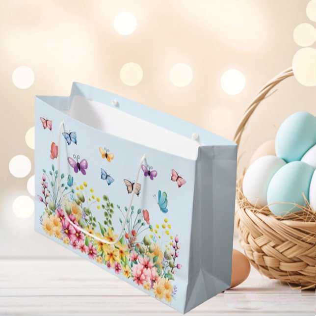 Grand Sac Cadeau Les papillons amusants Joyeux jour de Pâques (Créateur téléchargé)