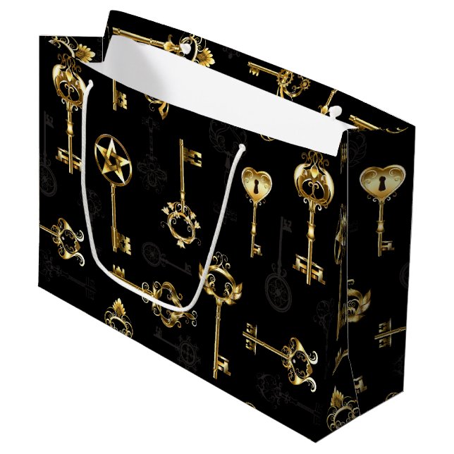Grand Sac Cadeau Les Patters de Seamless avec Golden Keys (Devant Angle)