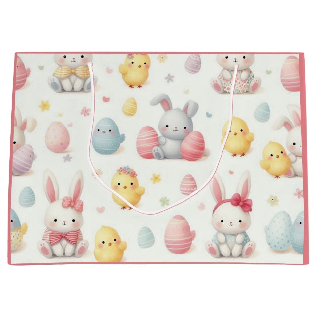 Grand Sac Cadeau Les Petits Poussins & Lapin (Devant)