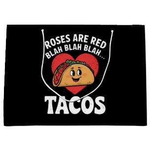 Grand Sac Cadeau Les roses sont Red Blah Tacos Funny Saint Valentin
