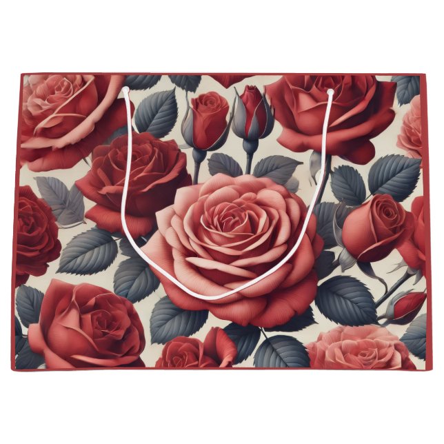 Grand Sac Cadeau Les roses sont rouges (Devant)