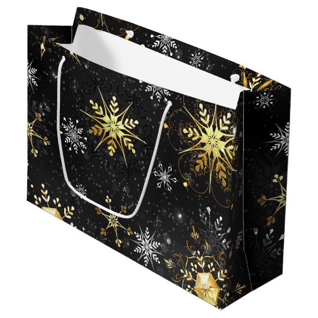 Grand Sac Cadeau Les Snowflakes de Xmas (Devant Angle)