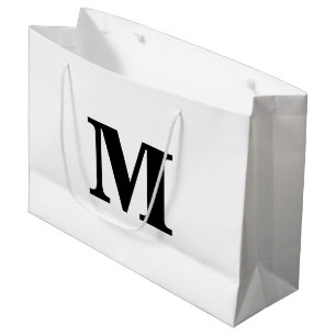 Grand Sac Cadeau LETTRE CLASSIQUE NOIR ET BLANC Moderne Monogramme