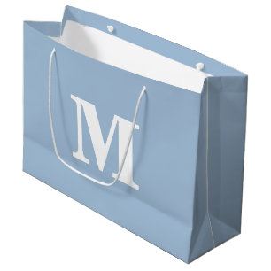 Grand Sac Cadeau LETTRE MODÈLE BLEUE ET BLANCHE DOUCE MONogramme