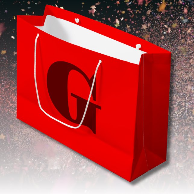 Grand Sac Cadeau LETTRE ROUTE FROIDE MODÈLE MONogramme | Rouge (Créateur téléchargé)