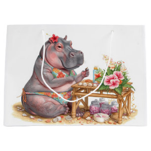 Grand Sac Cadeau L'hippopotame fait une manucure près de la plage 