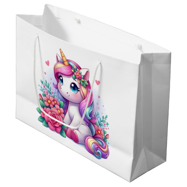 Grand Sac Cadeau Licorne dans le jardin  (Devant Angle)