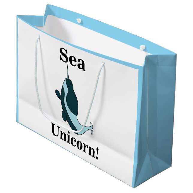 Grand Sac Cadeau Licorne de mer narval drôle (Devant Angle)