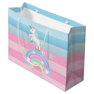 Grand Sac Cadeau Licornes d'arc-en-ciel