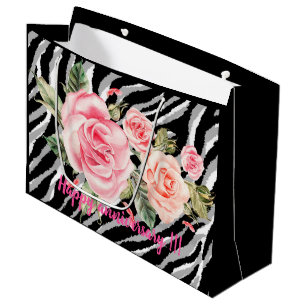 Grand Sac Cadeau Ligne Tiger Rose de luxe tendance