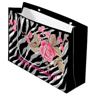 Grand Sac Cadeau Ligne Tiger Rose de luxe tendance