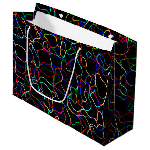 Grand Sac Cadeau Lignes multicolores néon