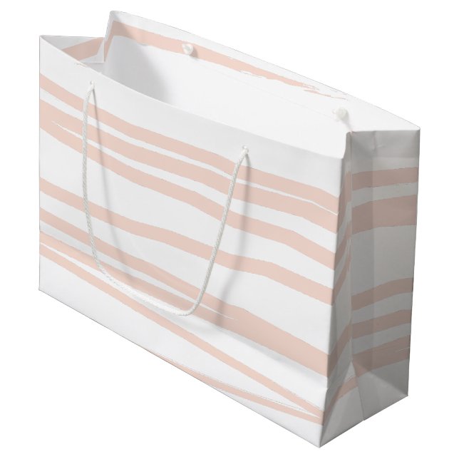 Grand Sac Cadeau Lignes rose vif modernes Art Abstrait (Devant Angle)