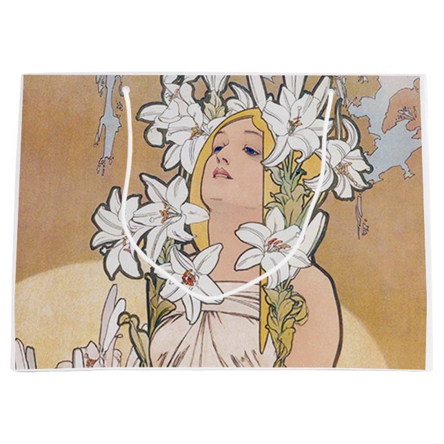 Grand Sac Cadeau Lily (Quatre Fleurs), Alphonse Mucha (Devant)