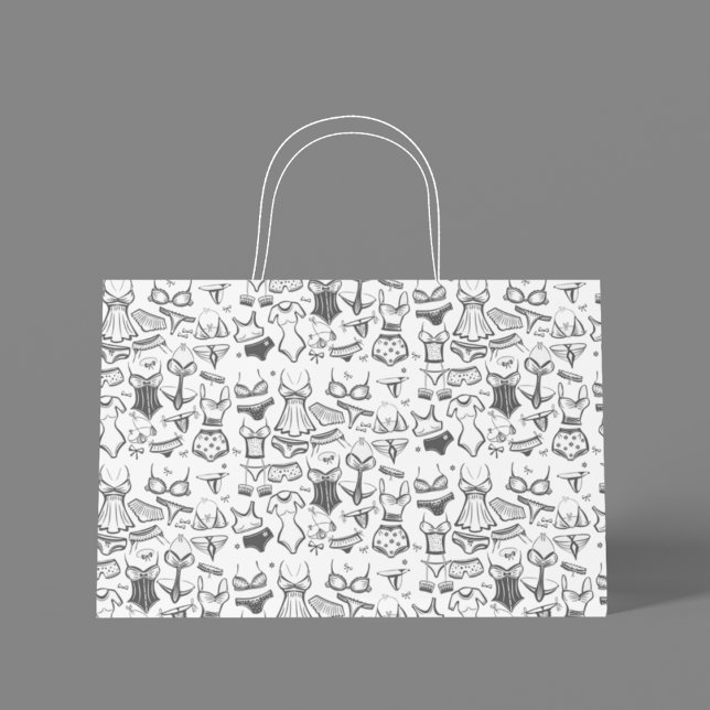 Grand Sac Cadeau Lingerie Réception de Mariage (Chic and playful gift bag perfect for lingerie showers and bridal celebrations.)