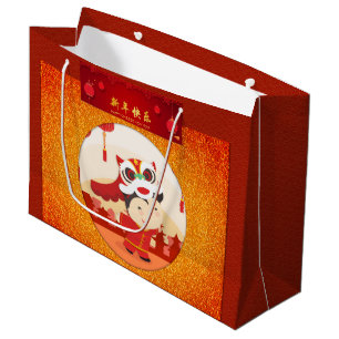 Grand Sac Cadeau Lion Dance Kid Chinois lunaire Nouvel An Grande Go