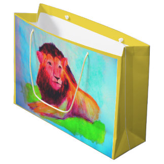 Grand Sac Cadeau Lion Heart - Animal sauvage Big Cat Art Dessin