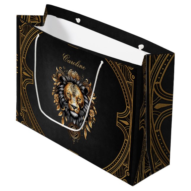 Grand Sac Cadeau Lion majestueux (Devant Angle)
