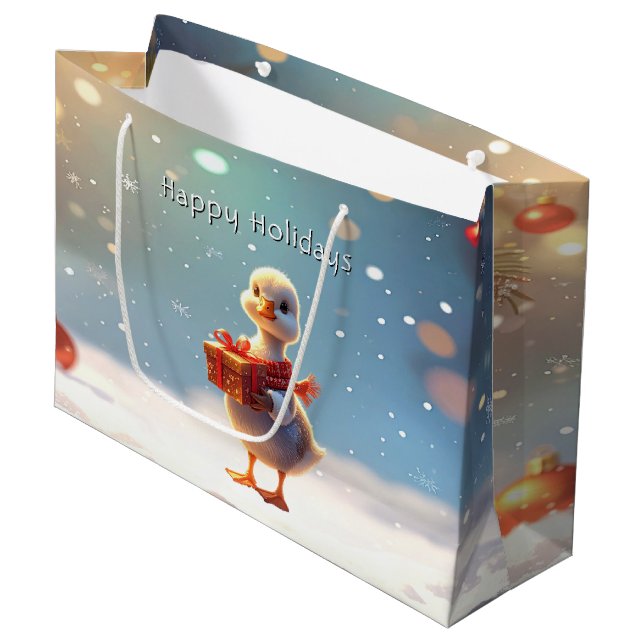 Grand Sac Cadeau Little Duck Holiday Gift Bag (Devant Angle)